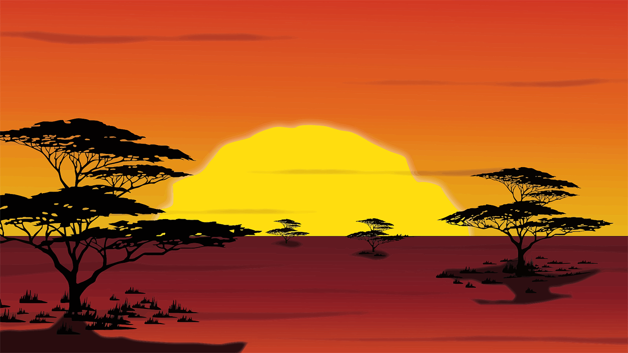 africa, digital art, landscape, nature, savannah, sunset, trees, africa, africa, africa, africa, africa, savannah, savannah, savannah, sunset